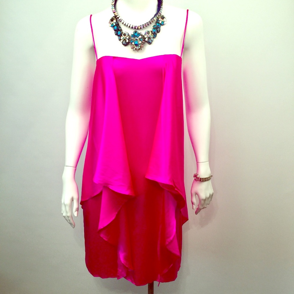 Foley + Corinna Silk chic hot pink dress Sz Xs